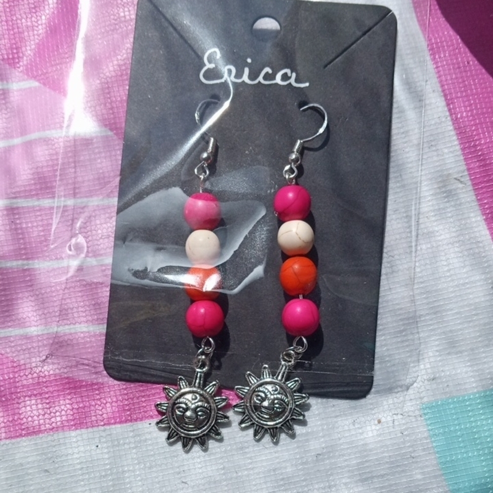 Erica Sun Charm Beaded Earrings